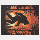 Bigfoot Sasquatch Bos Zonsondergang Fleece Deken (Voorkant (Horizontaal))