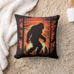 Bigfoot Sasquatch Bos Zonsondergang Kussen
