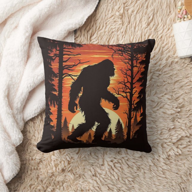 Bigfoot Sasquatch Bos Zonsondergang Kussen (Deken)