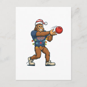 Bigfoot Sasquatch Bowling Grappige Feestdag Sport Feestdagenkaart