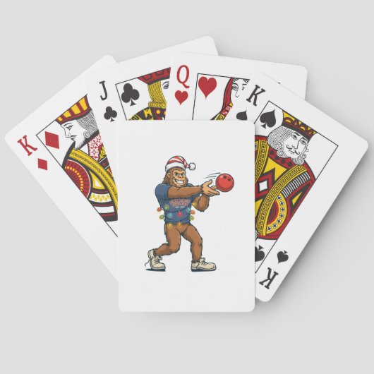 Bigfoot Sasquatch Bowling Grappige Feestdag Sport Pokerkaarten (Achterkant)