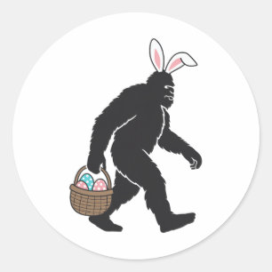 Bigfoot Sasquatch Bunny Ears met Paaseieren B Ronde Sticker