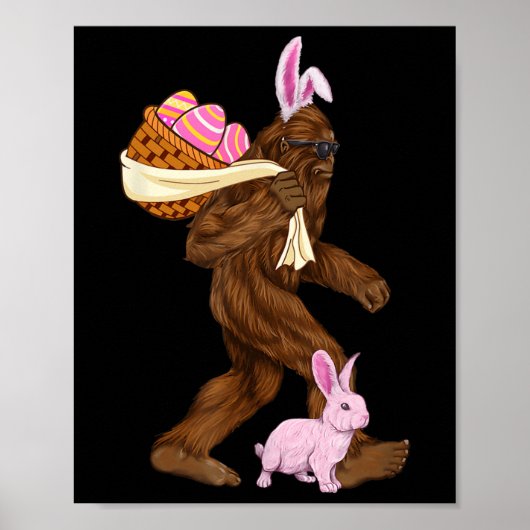 Bigfoot Sasquatch Bunny Easter Rabbit Bysket Hunti Poster (Voorkant)