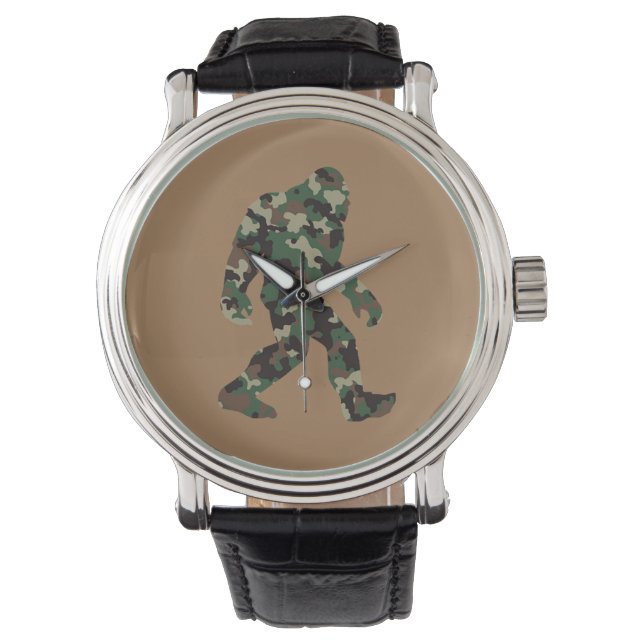 Bigfoot Sasquatch Camo Horloge (Voorkant)