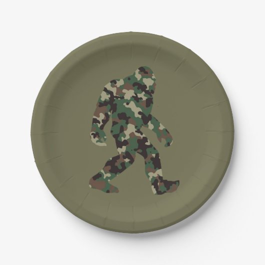 Bigfoot Sasquatch Camo Papieren Bordje (Voorkant)