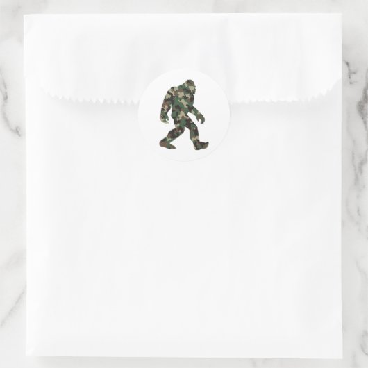 Bigfoot Sasquatch Camo Ronde Sticker (Tas)