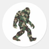Bigfoot Sasquatch Camo Ronde Sticker (Voorkant)