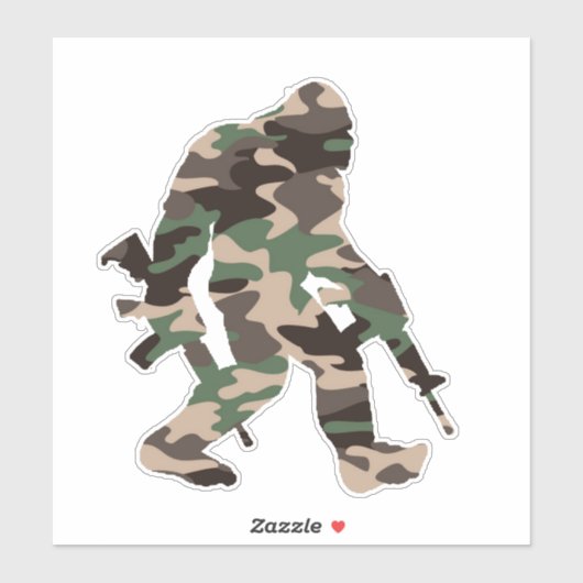 Bigfoot Sasquatch Camo Sticker (Vel)