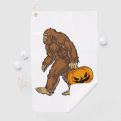 Bigfoot Sasquatch Carry Scary Pumpkin T shirt Golfhanddoek (Insitu)