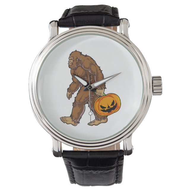 Bigfoot Sasquatch Carry Scary Pumpkin T shirt Horloge (Voorkant)