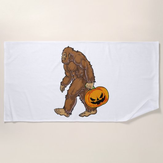 Bigfoot Sasquatch Carry Scary Pumpkin T shirt Strandlaken (Voorkant)
