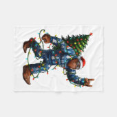Bigfoot Sasquatch Christmas Tree Santa Hat Lights  Fleece Deken (Voorkant (Horizontaal))