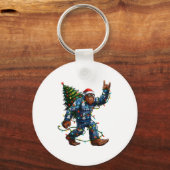 Bigfoot Sasquatch Christmas Tree Santa Hat Lights  Sleutelhanger (Voorkant)