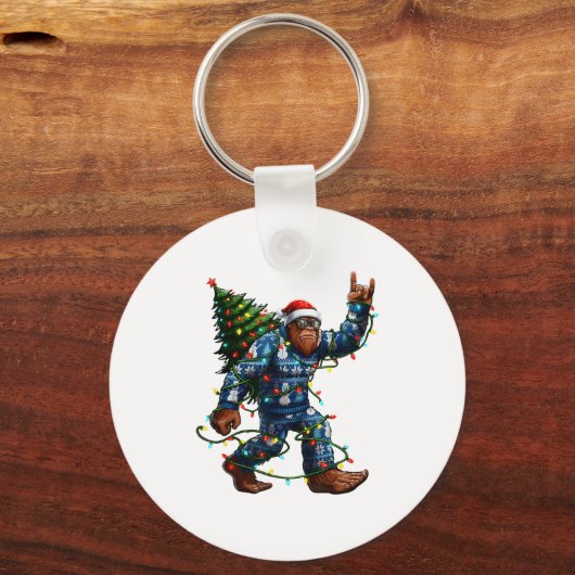 Bigfoot Sasquatch Christmas Tree Santa Hat Lights  Sleutelhanger (Voorkant)