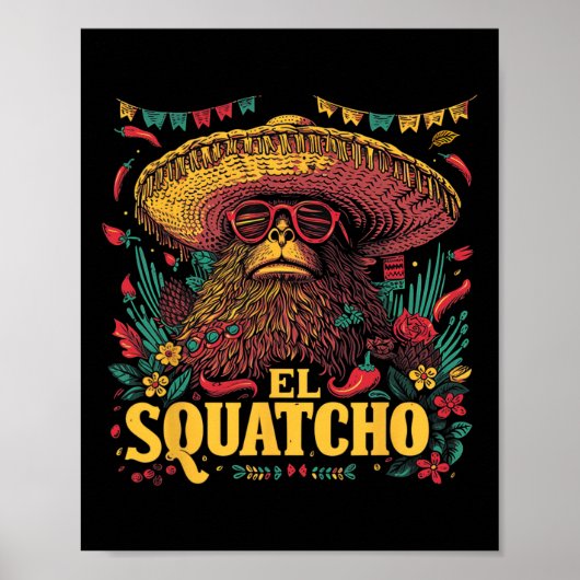 Bigfoot Sasquatch - Cinco De Mayo Mexicaanse Sombr Poster (Voorkant)