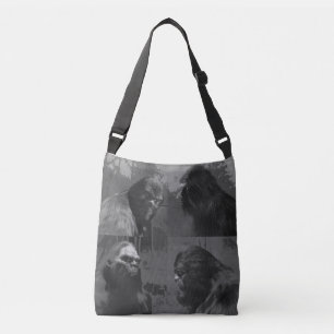 BIGFOOT SASQUATCH COLLAGE CUT-OUT EFFECT CROSSBODY TAS