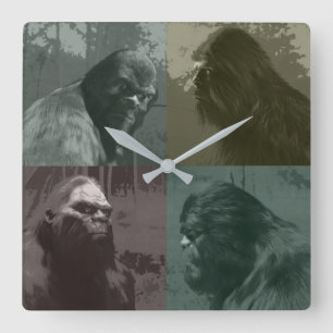 BIGFOOT SASQUATCH COLLAGE CUT-OUT EFFECT VIERKANTE KLOK