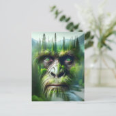 Bigfoot Sasquatch Double Exposure with Forest Briefkaart (Staand voorkant)