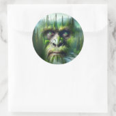 Bigfoot Sasquatch Double Exposure with Forest Ronde Sticker (Tas)