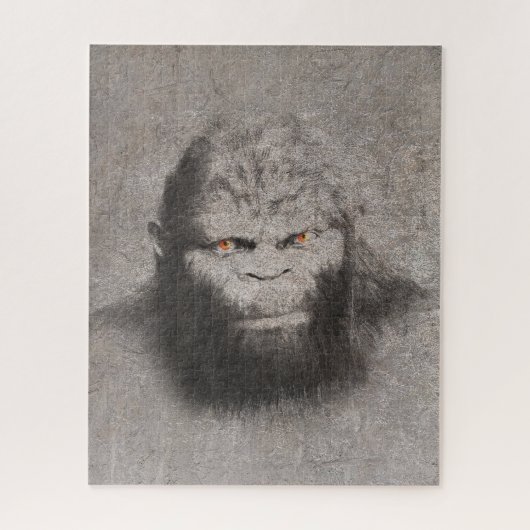 BIGFOOT SASQUATCH DRAWING PORTRAIT ORANJE OGEN LEGPUZZEL (Verticaal)