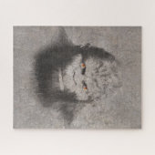 BIGFOOT SASQUATCH DRAWING PORTRAIT ORANJE OGEN LEGPUZZEL (Horizontaal)