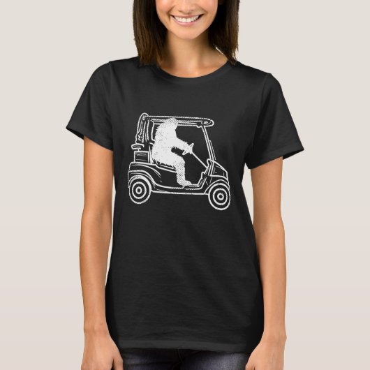 Bigfoot Sasquatch Driving Golf Cart Funny Golfing T-shirt (Voorkant)