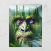 Bigfoot Sasquatch Dubbele Belichting met Bos Briefkaart (Voorkant)