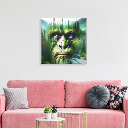 Bigfoot Sasquatch Dubbele Belichting met Bos Canvas Afdruk (Insitu (Woonkamer))