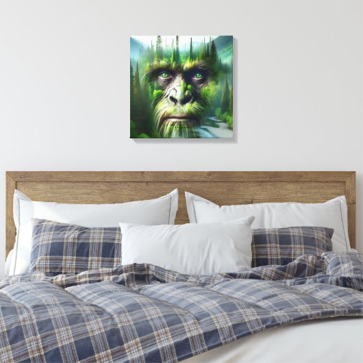 Bigfoot Sasquatch Dubbele Belichting met Bos Canvas Afdruk (Insitu (Slaapkamer))