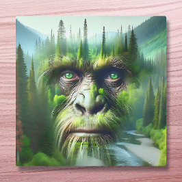 Bigfoot Sasquatch Dubbele Belichting met Bos Canvas Afdruk