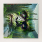 Bigfoot Sasquatch dubbele belichting met bos Legpuzzel (Horizontaal)