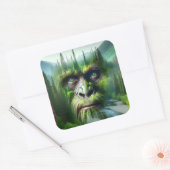 Bigfoot Sasquatch dubbele belichting met bos Vierkante Sticker (Envelop)