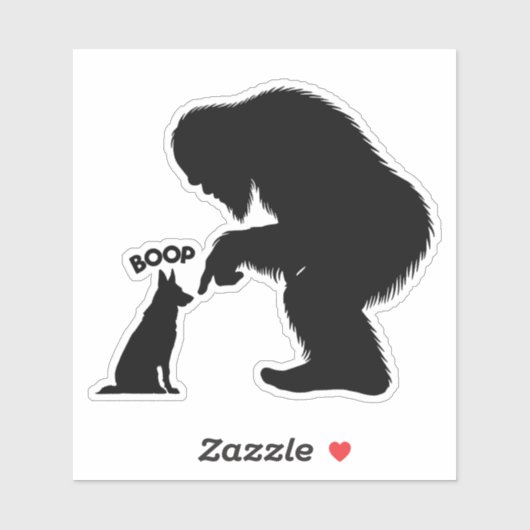 Bigfoot Sasquatch Duitse Herder Boop Sticker (Vel)
