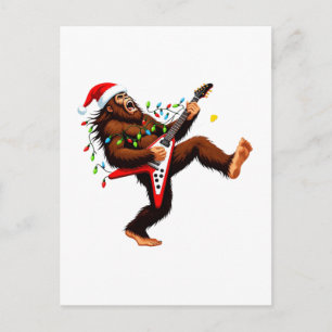 Bigfoot Sasquatch Elektrische Gitaar Kerstmis 2026 Aankondigingskaart