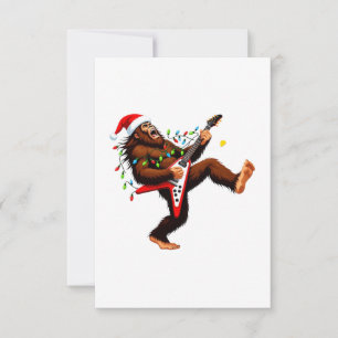 Bigfoot Sasquatch Elektrische Gitaar Kerstmis 2026 Bedankkaart