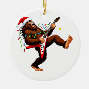 Bigfoot Sasquatch Elektrische Gitaar Kerstmis 2026 Keramisch Ornament