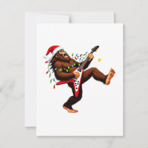 Bigfoot Sasquatch Elektrische Gitaar Kerstmis 2026 Notitiekaartje