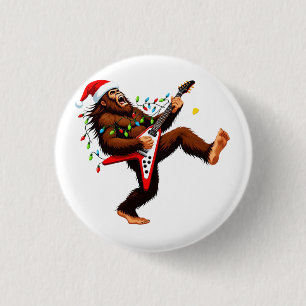 Bigfoot Sasquatch Elektrische Gitaar Kerstmis 2026 Ronde Button 3,2 Cm