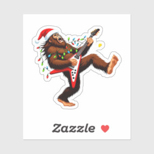 Bigfoot Sasquatch Elektrische Gitaar Kerstmis 2026 Sticker