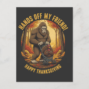 Bigfoot Sasquatch en kalkoen op Thanksgiving herfs Briefkaart