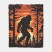 Bigfoot Sasquatch Forest zonsondergang Fleece Deken (Voorkant)