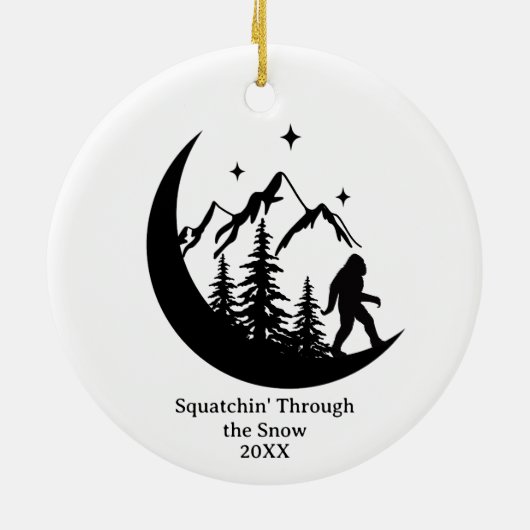 BigFoot Sasquatch Funny Outdoors Nature Custom Keramisch Ornament (Achterkant)