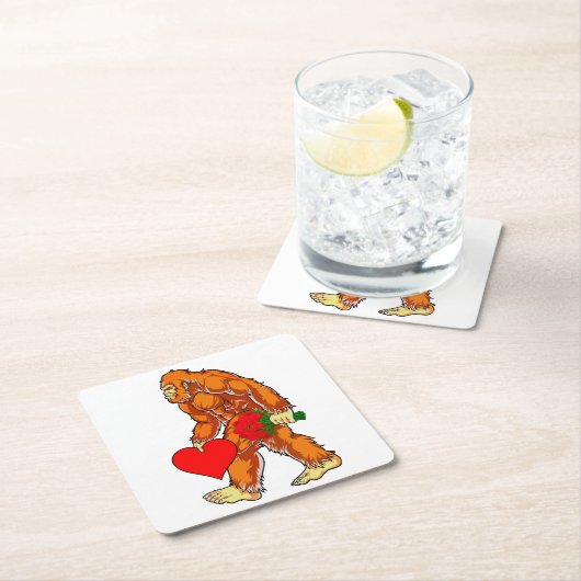 Bigfoot Sasquatch Funny Valentijnsdag Love Kartonnen Onderzetters (Insitu)