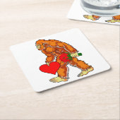 Bigfoot Sasquatch Funny Valentijnsdag Love Kartonnen Onderzetters (Schuin)