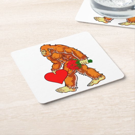 Bigfoot Sasquatch Funny Valentijnsdag Love Kartonnen Onderzetters (Schuin)