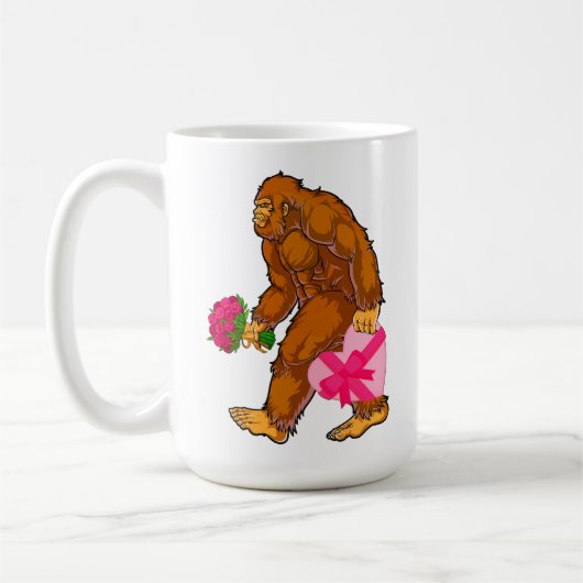 Bigfoot Sasquatch Funny Valentijnsdag Love Koffiemok (Links)