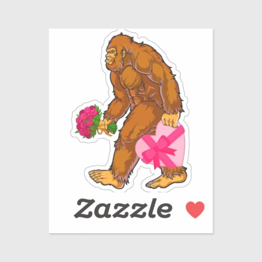 Bigfoot Sasquatch Funny Valentijnsdag Love Sticker (Vel)