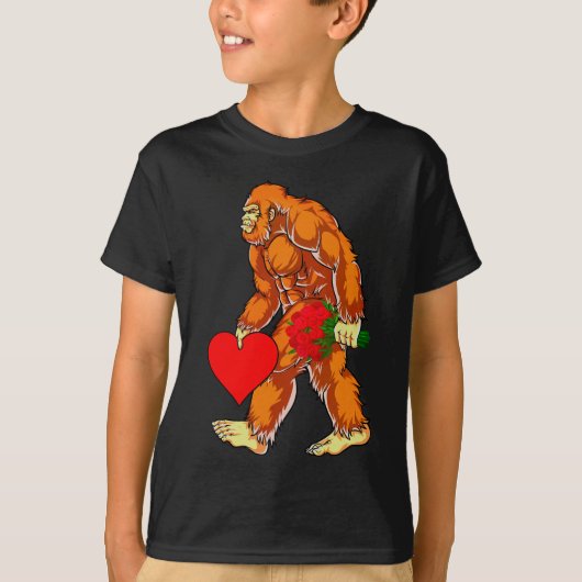 Bigfoot Sasquatch Funny Valentijnsdag Love T-shirt (Voorkant)