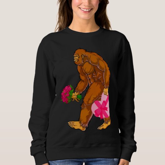 Bigfoot Sasquatch Funny Valentijnsdag Love Trui (Voorkant)