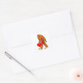 Bigfoot Sasquatch Funny Valentijnsdag Love Vierkante Sticker (Envelop)